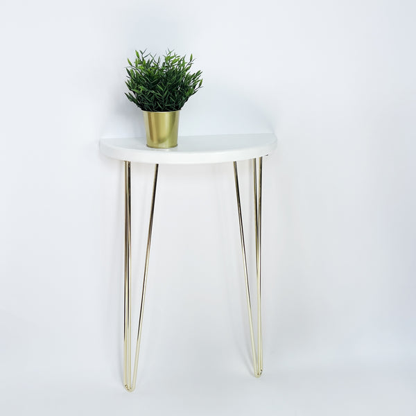 White & Gold Semi Circle hairpin console