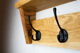 Slim Wall Mounted Coat Rack & Shelf, Solid Oak, Narrow Hallway, 2–12 Hooks, Handmade"