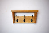 Slim Wall Mounted Coat Rack & Shelf, Solid Oak, Narrow Hallway, 2–12 Hooks, Handmade"