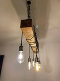 Hanging beam ceiling light - solid oak
