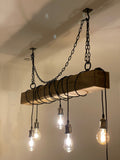 Hanging beam ceiling light - solid oak