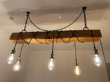 Hanging beam ceiling light - solid oak