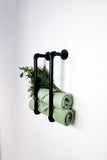 Industrial Wall Mounted Towel Holder - Handmade Iron Pipe Towel Rack
