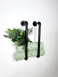 Industrial Wall Mounted Towel Holder - Handmade Iron Pipe Towel Rack