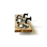 Wall Mounted Dog Feeder | Triple Elevated Dog Bowl Stand | Floating Pet Feeding Station | Raised Dog Bowls | Industrial Wood Pet Feeder