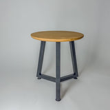 Oak End Table – Solid Oak with Steel Base