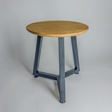 Oak End Table – Solid Oak with Steel Base