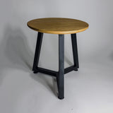 Oak End Table – Solid Oak with Steel Base