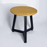 Oak End Table – Solid Oak with Steel Base