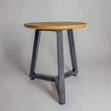 Oak End Table – Solid Oak with Steel Base
