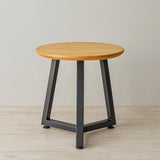 Oak End Table – Solid Oak with Steel Base