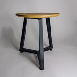 Oak End Table – Solid Oak with Steel Base