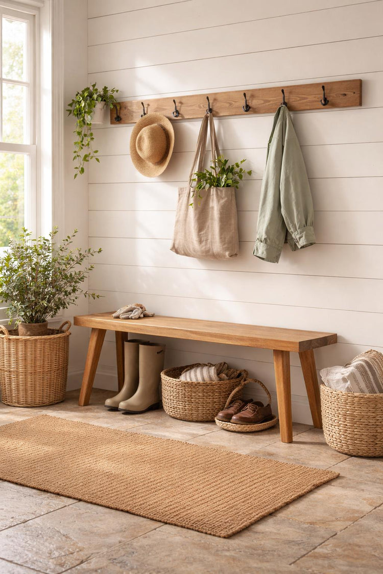Solid Oak Scandinavian Bench | Handmade Minimalist Dining Bench