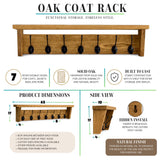 Slim Wall Mounted Coat Rack & Shelf, Solid Oak, Narrow Hallway, 2–12 Hooks, Handmade"