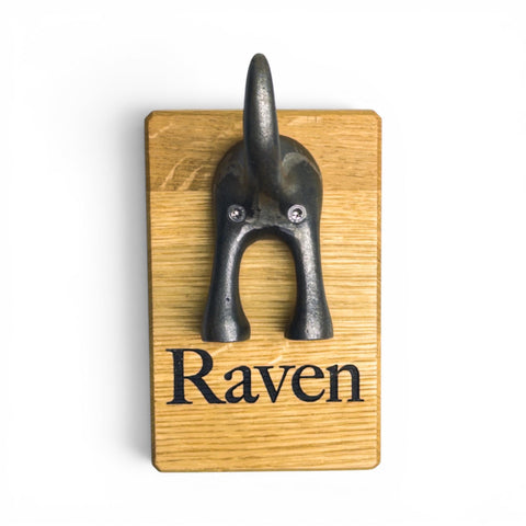 Personalised Dog Lead Holder - Custom Oak Dog Leash Hook - Engraved Dog Lead Hanger - Wooden Wall Hook - Dog Gift - Pet Storage