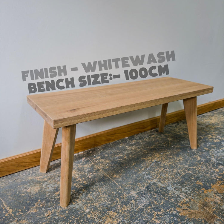 Solid Oak Scandinavian Bench | Handmade Minimalist Dining Bench